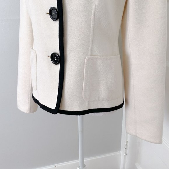 Michael Kors Colorblock Jacket Size 6 White Cream Wool Angora Made In Italy - Picture 4 of 11